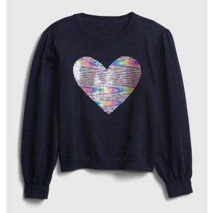 GAP KIDS - Navy flip sequin heart sweater